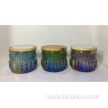 Plating colored glass candle jar set with lid